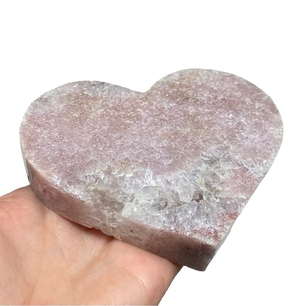 Pink Amethyst Druzy Heart Crystal Display Statement Piece Gift with Stand - Picture 7 of 11